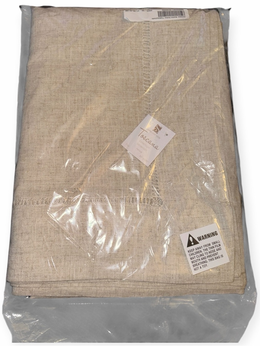 NWT Saro Lifestyle Toscana Collection Tablecloth Natural 65"x120"